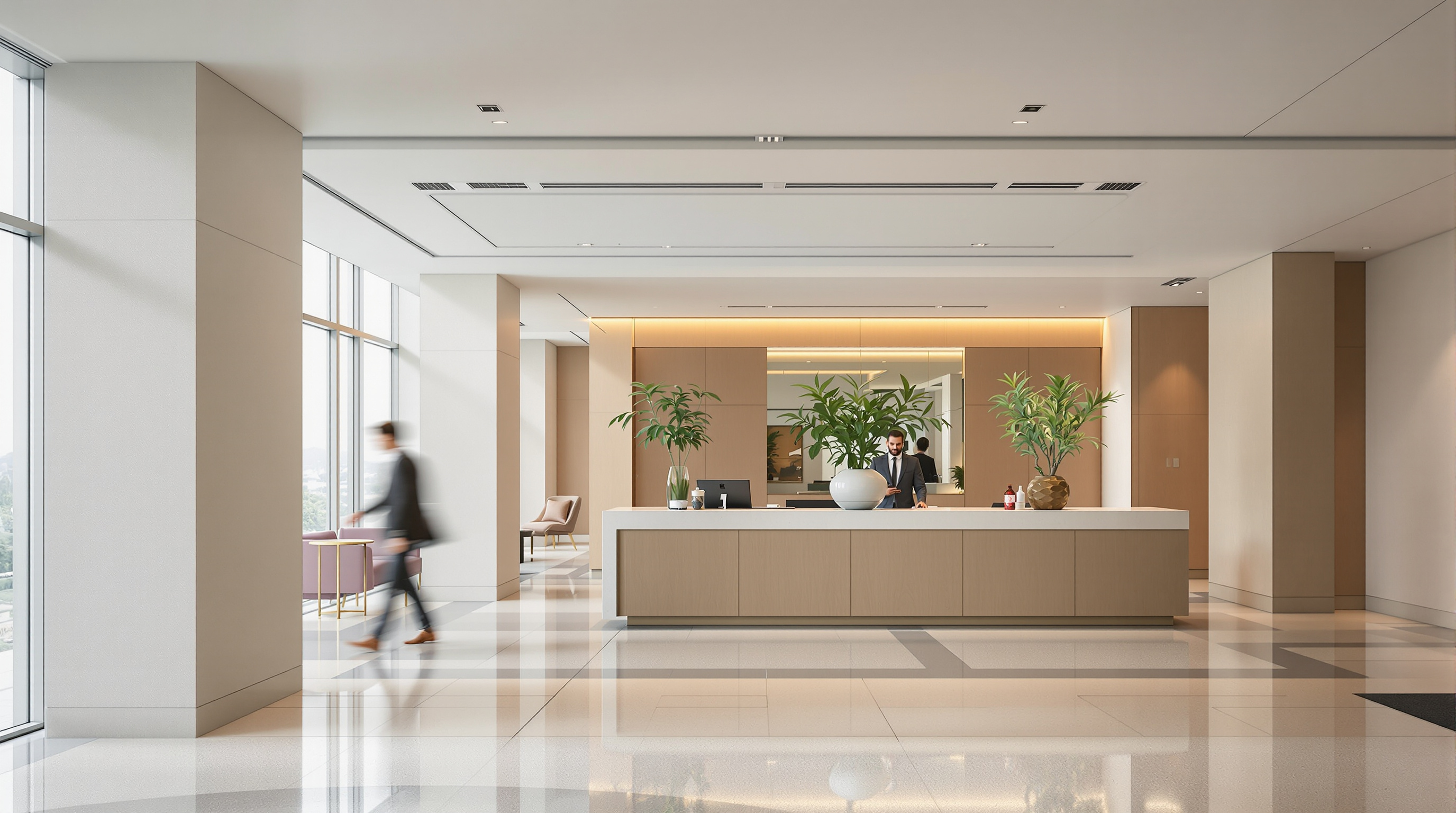 Espaço comum de branded residence com tecnologia invisível e quiet luxury na arquitetura internacional