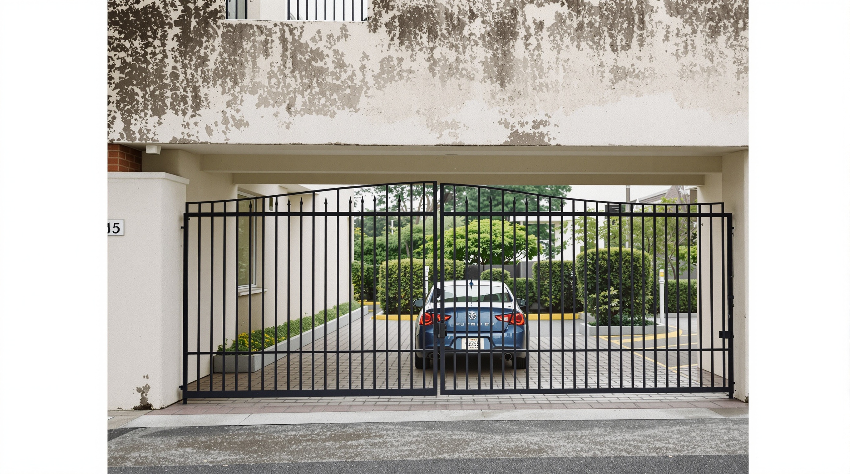 Detalhe de fachada residencial em condomínio de alto padrão, ilustrando imóvel de luxo protegido pela lei