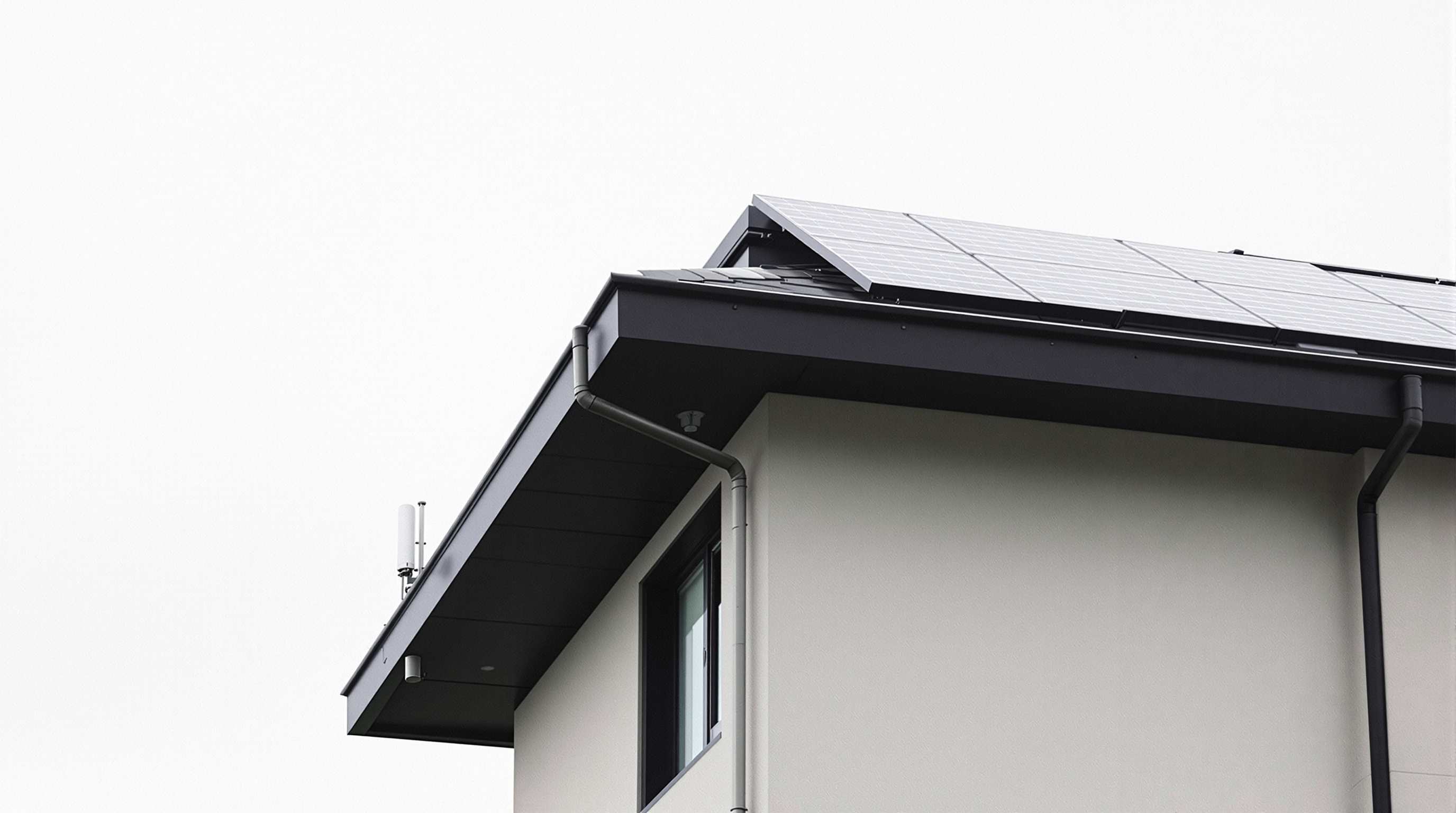 Painéis solares integrados ao desenho de casa de luxo arquitetura moderna em Fazenda Boa Vista