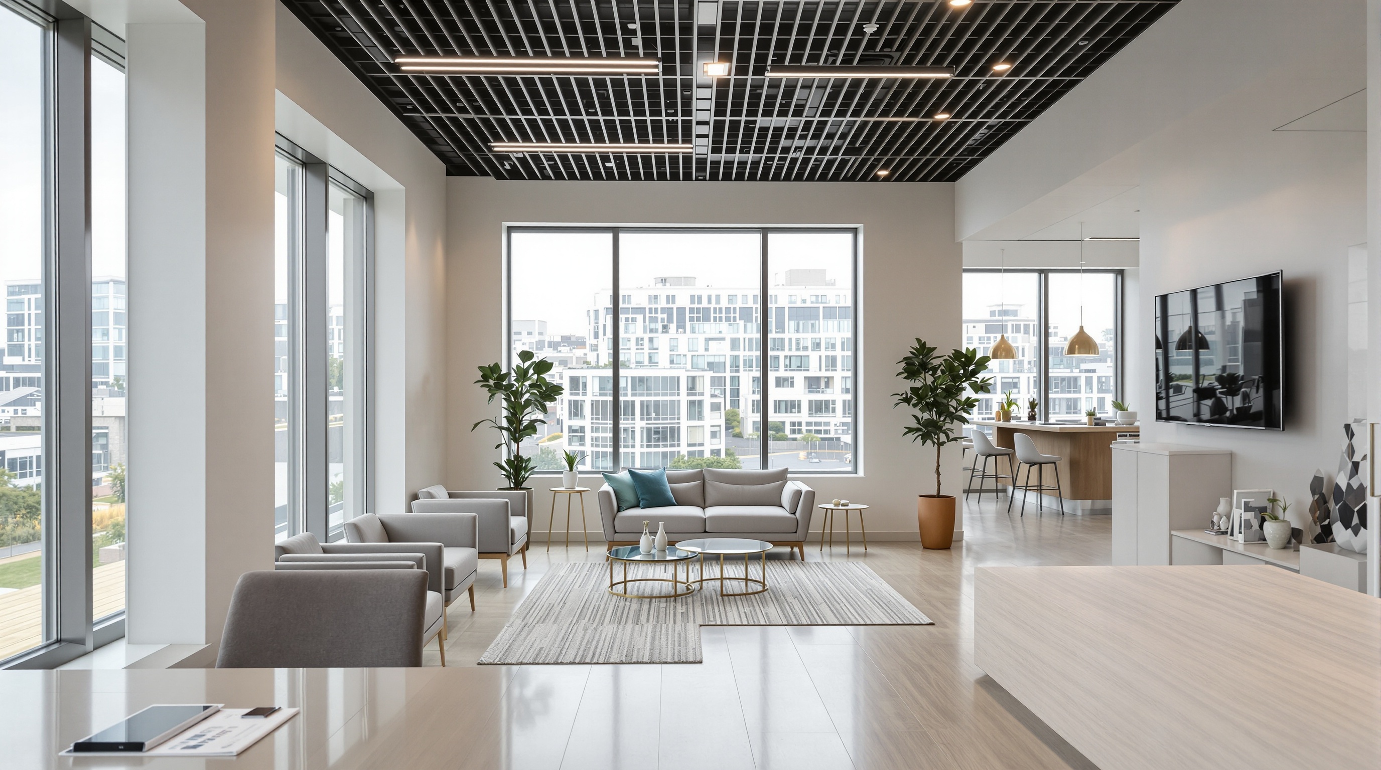 Consultório médico de alto padrão dentro do entorno do centro comercial alphaville, com mobiliário contemporâneo