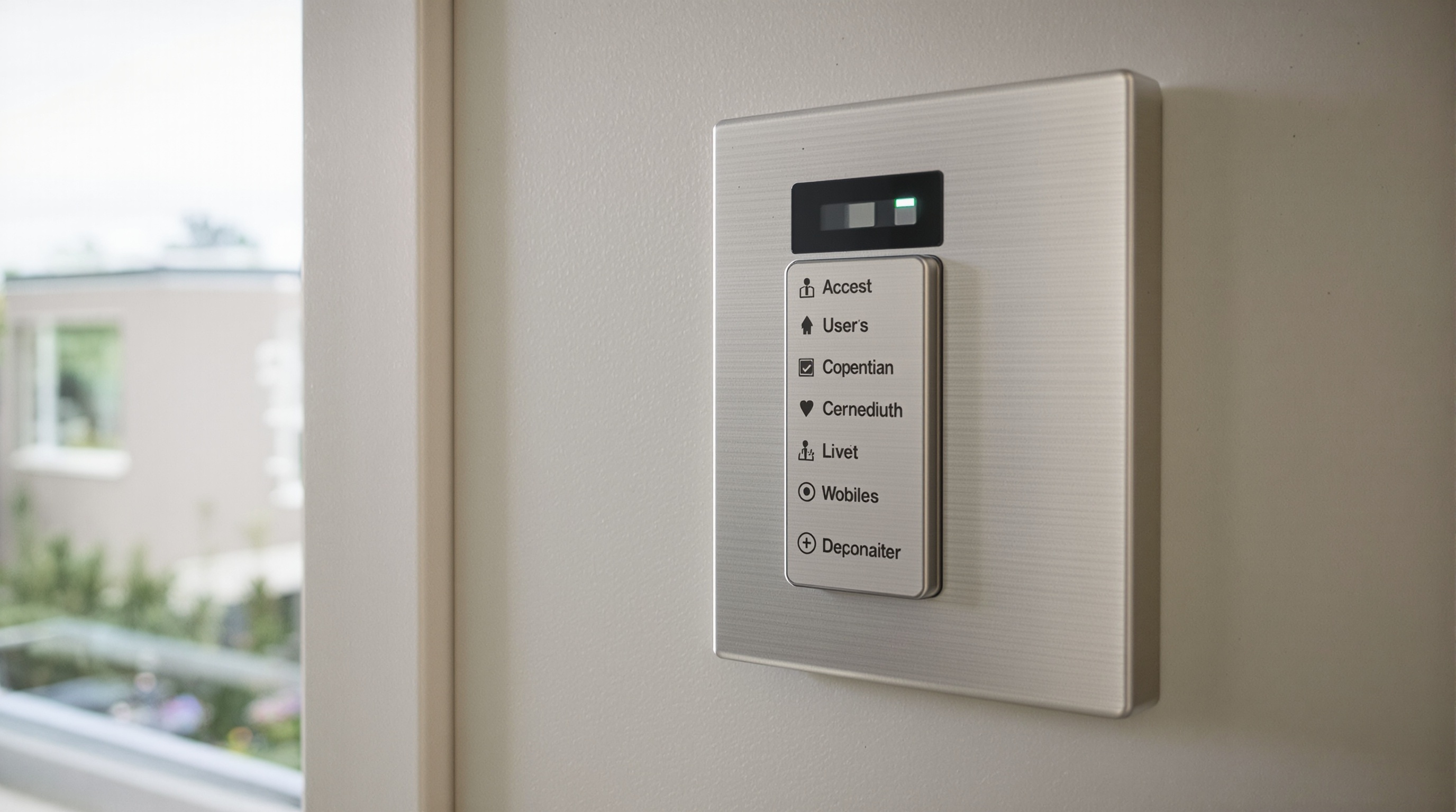 Painel de controle de acesso com múltiplos perfis de usuário em residência de superluxo