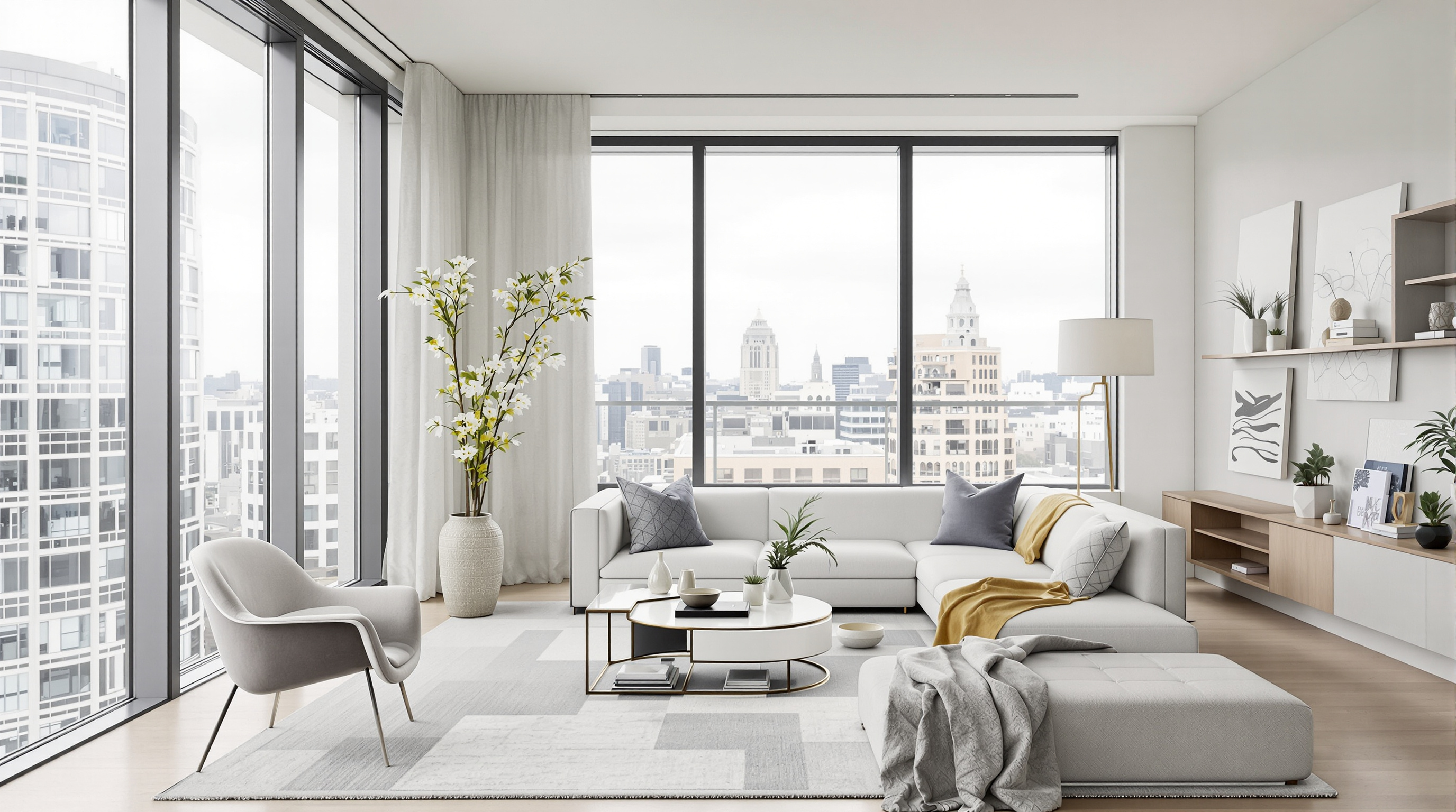 Apartamento de padrão alto com acabamentos modernos, exemplo de imóvel na planta entregue