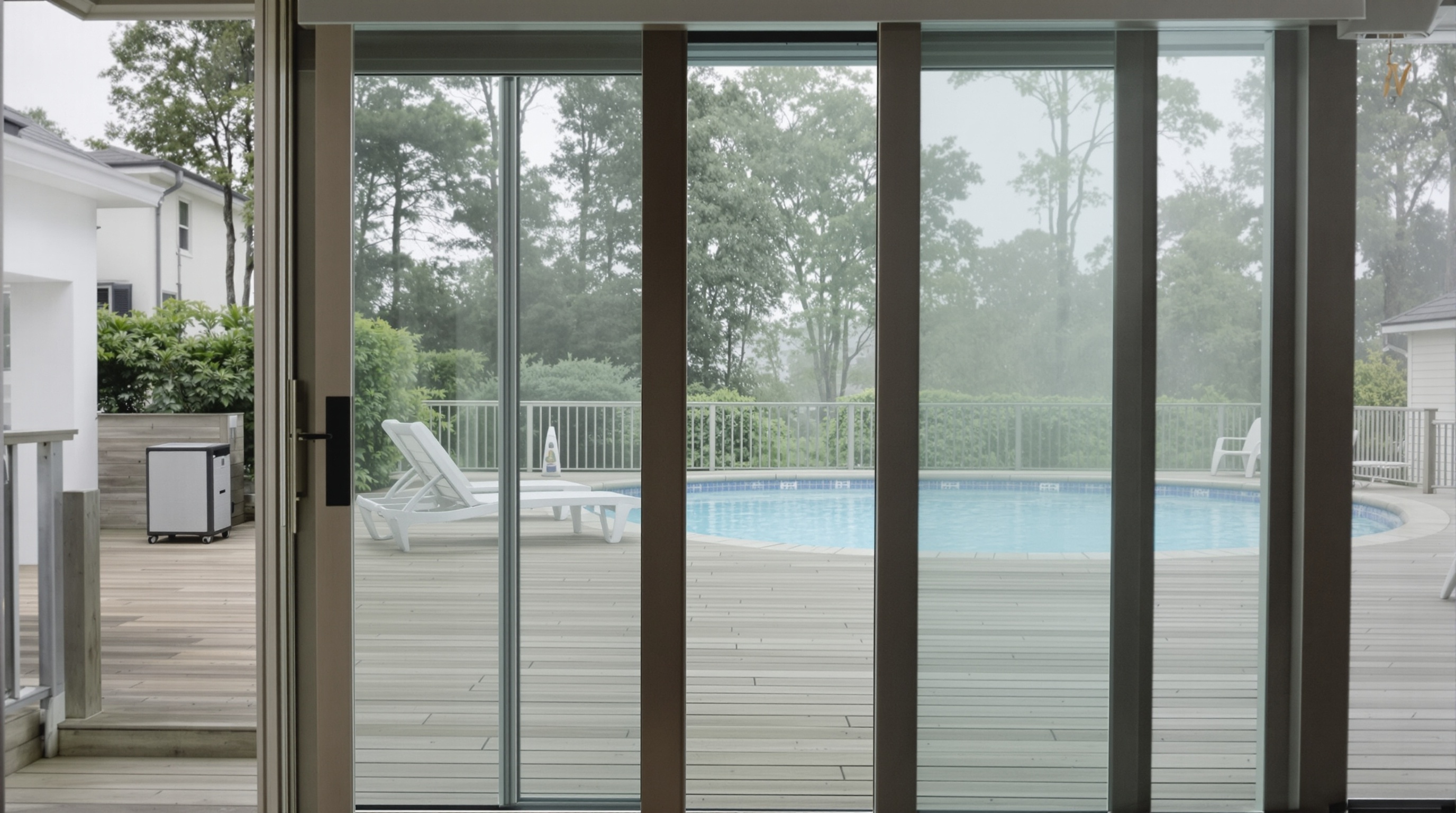 Integração indoor-outdoor com portas abertas conectando sala de estar à piscina e área de lazer em residência de alto padrão