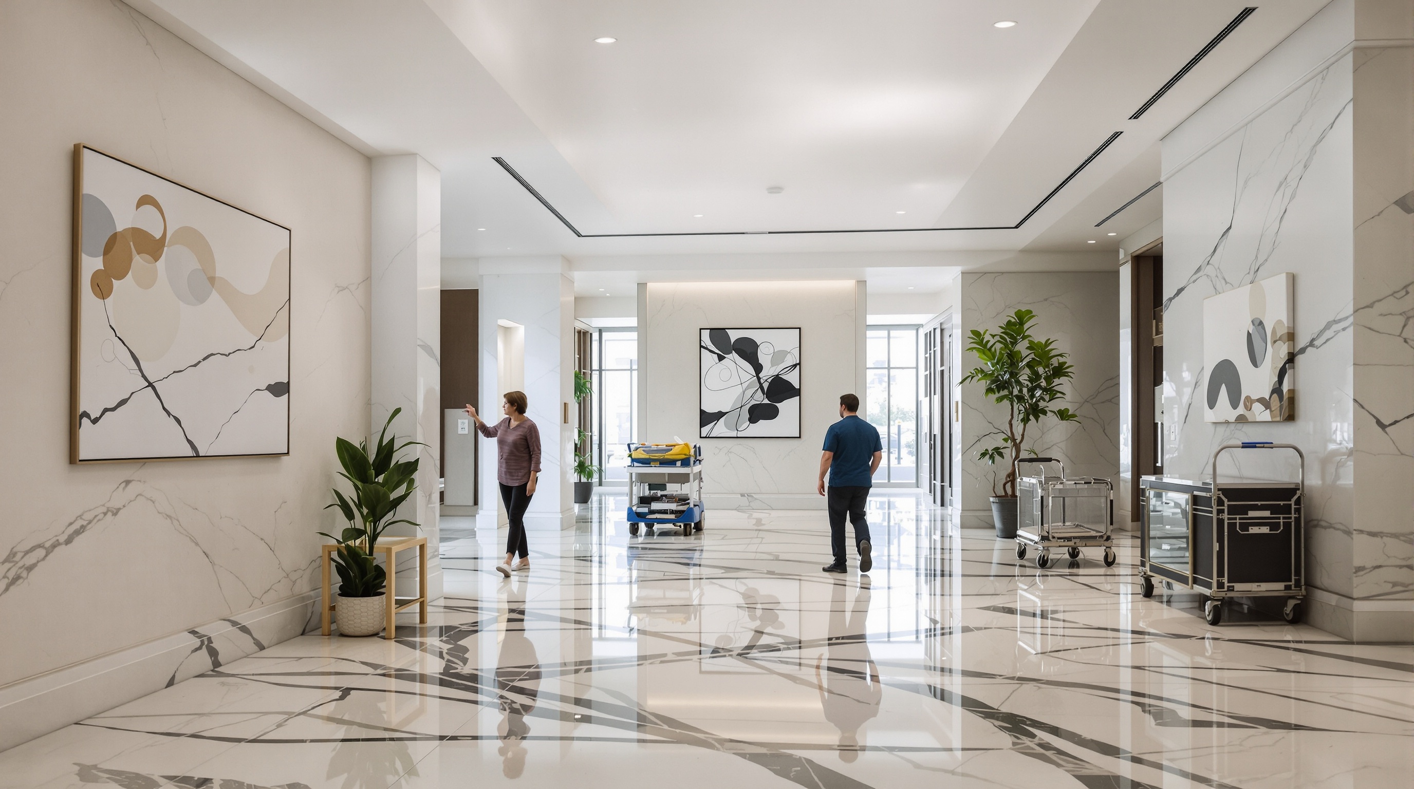 Lobby de edifício de investimento em imóveis luxo em São Paulo, com acabamentos premium e serviços de concierge