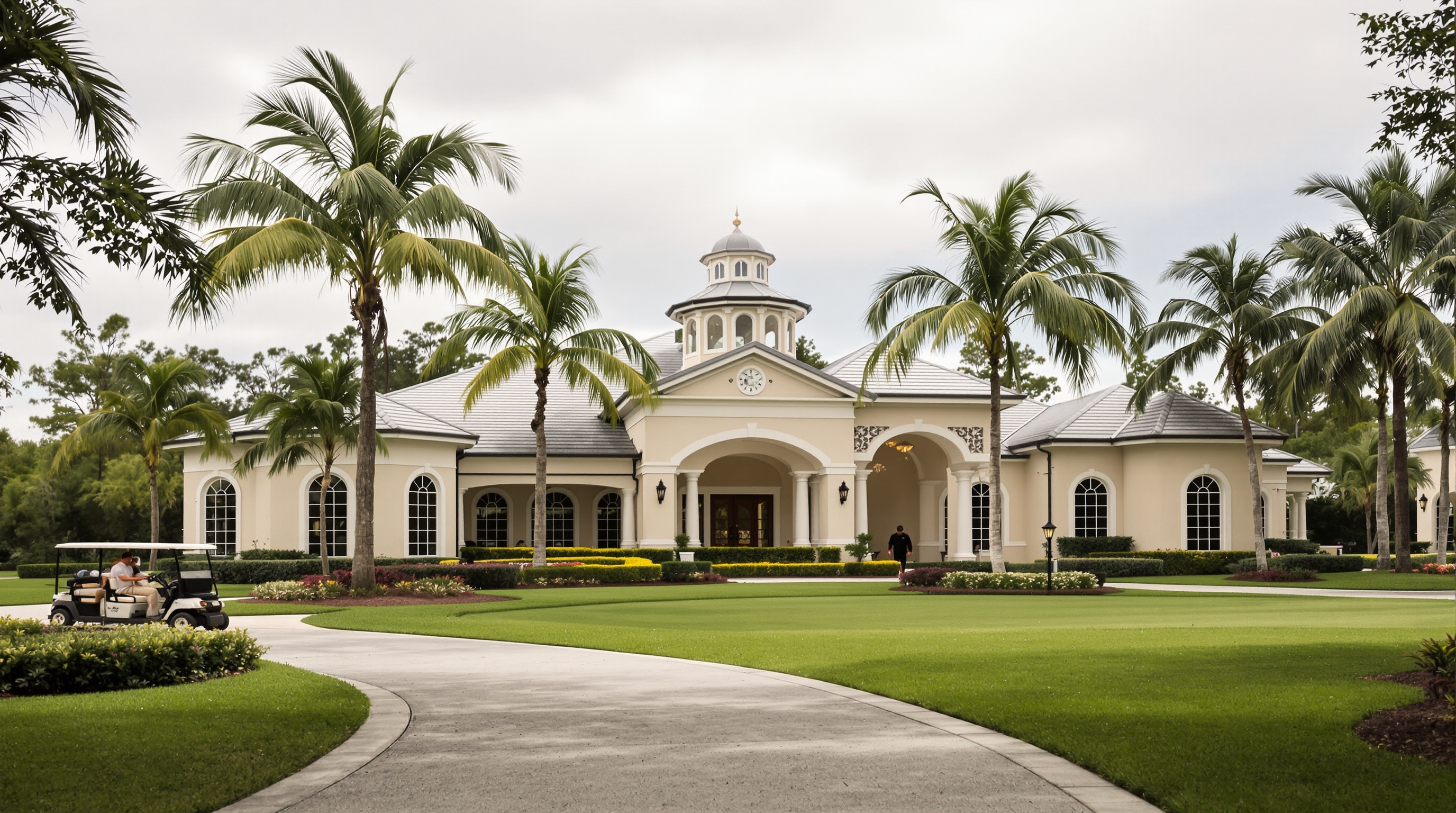 Clubhouse de comunidade de golf de luxo em Jupiter County FL, com campos privados e área de amenities