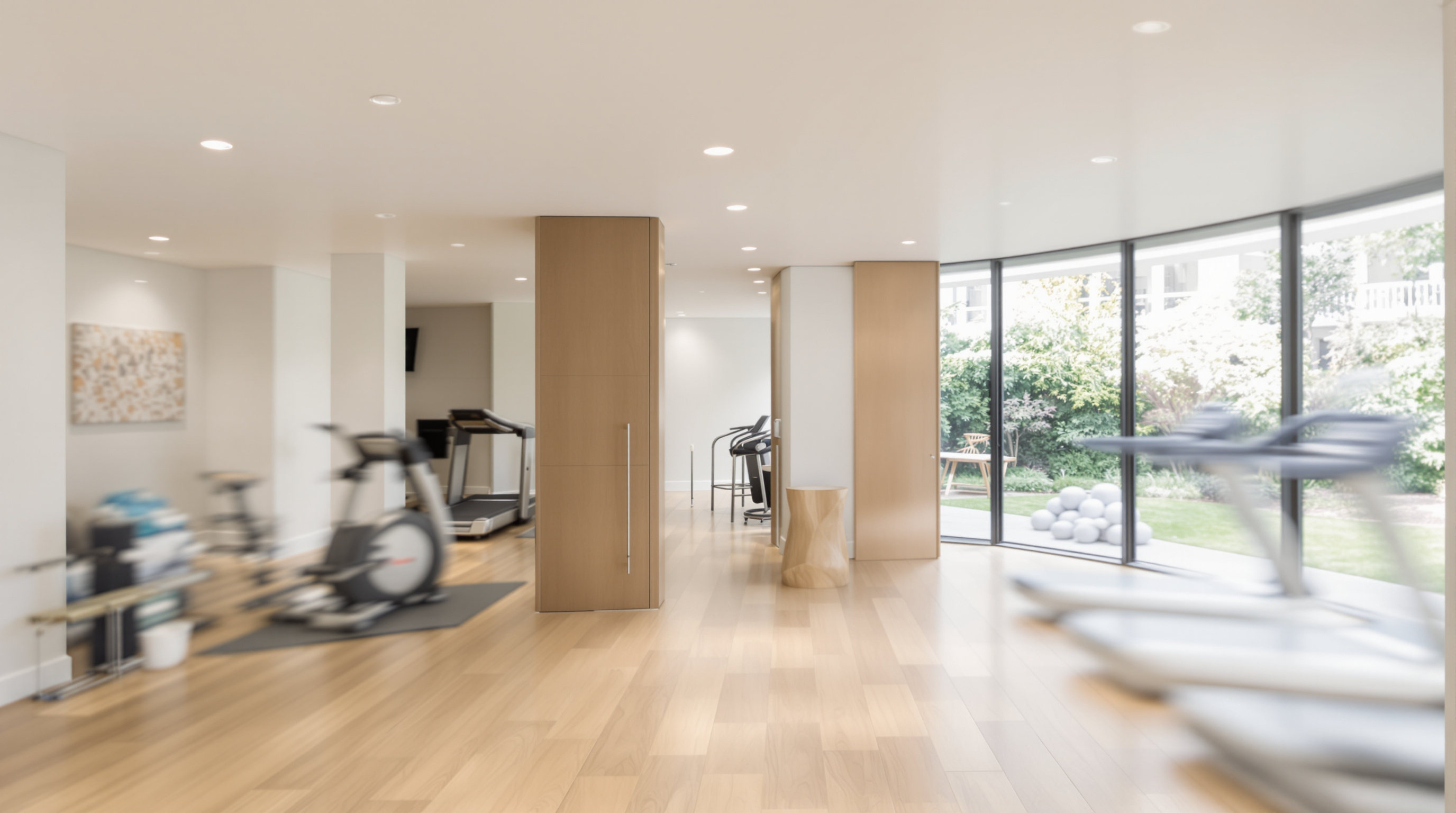 Espaço de fitness privativo em residência de living luxury com design acessível e integração com natureza