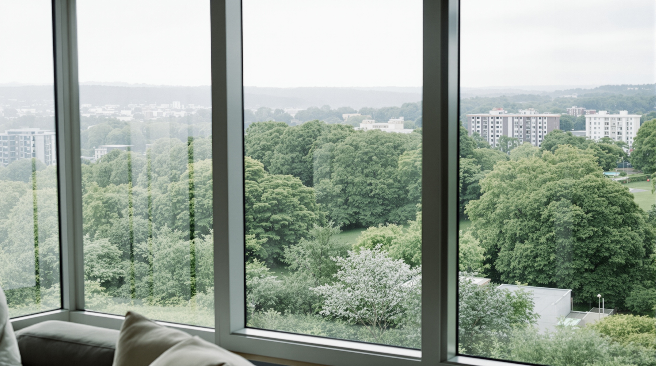 Sala de estar de apartamento de luxo com vista panorâmica para áreas verdes em Alphaville