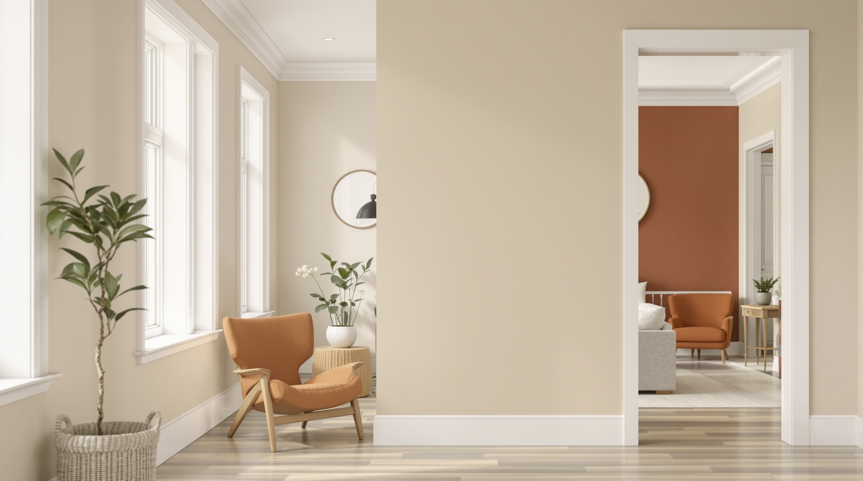 Ambiente com paletas de cores que combinam aplicadas em decoração residencial moderna