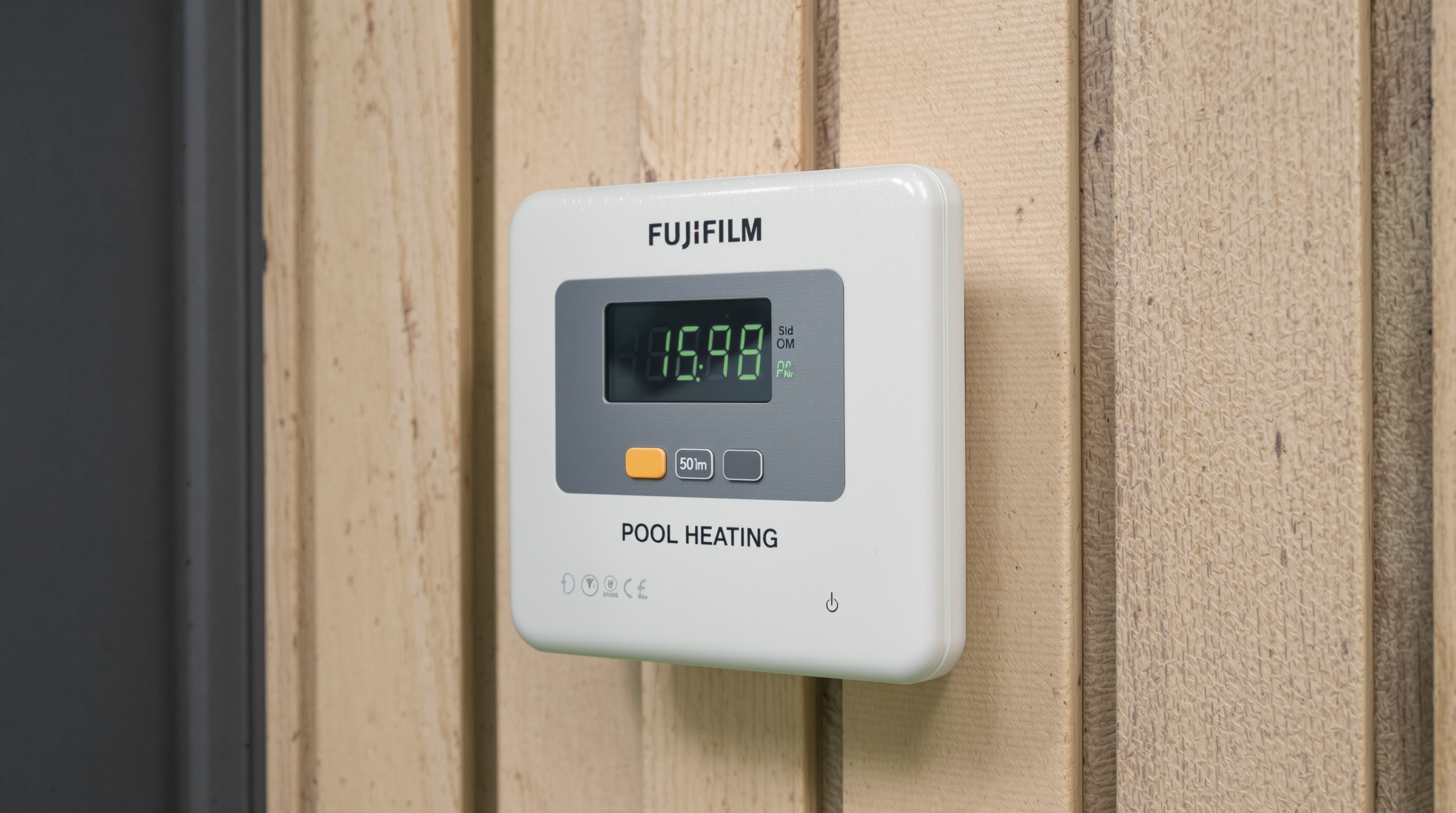 Painel de controle de bomba de calor para piscina aquecida em casa com indicadores digitais