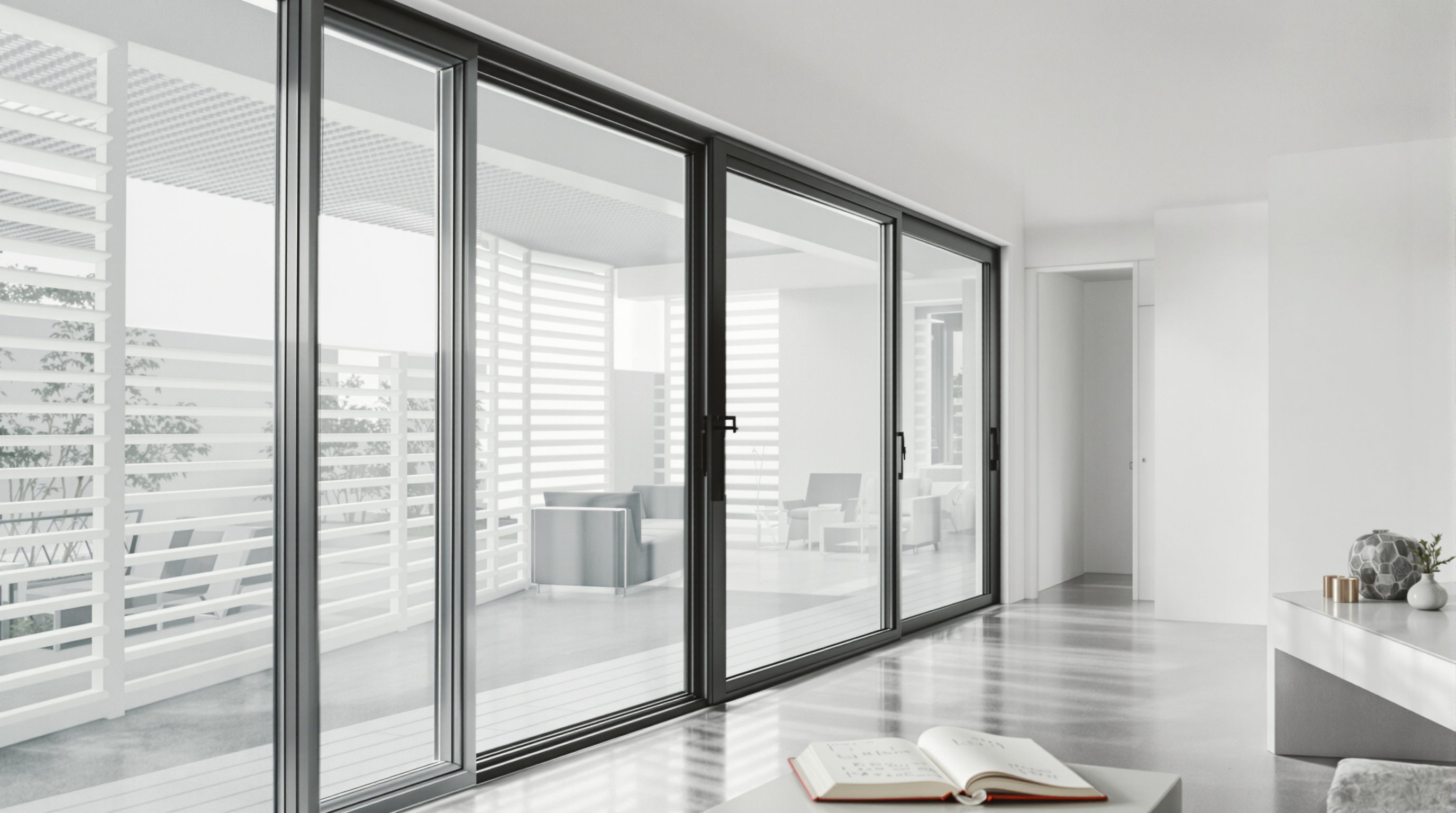 Espaço residencial moderno com ventilação cruzada e controle solar, exemplo prático de plantas inteligentes