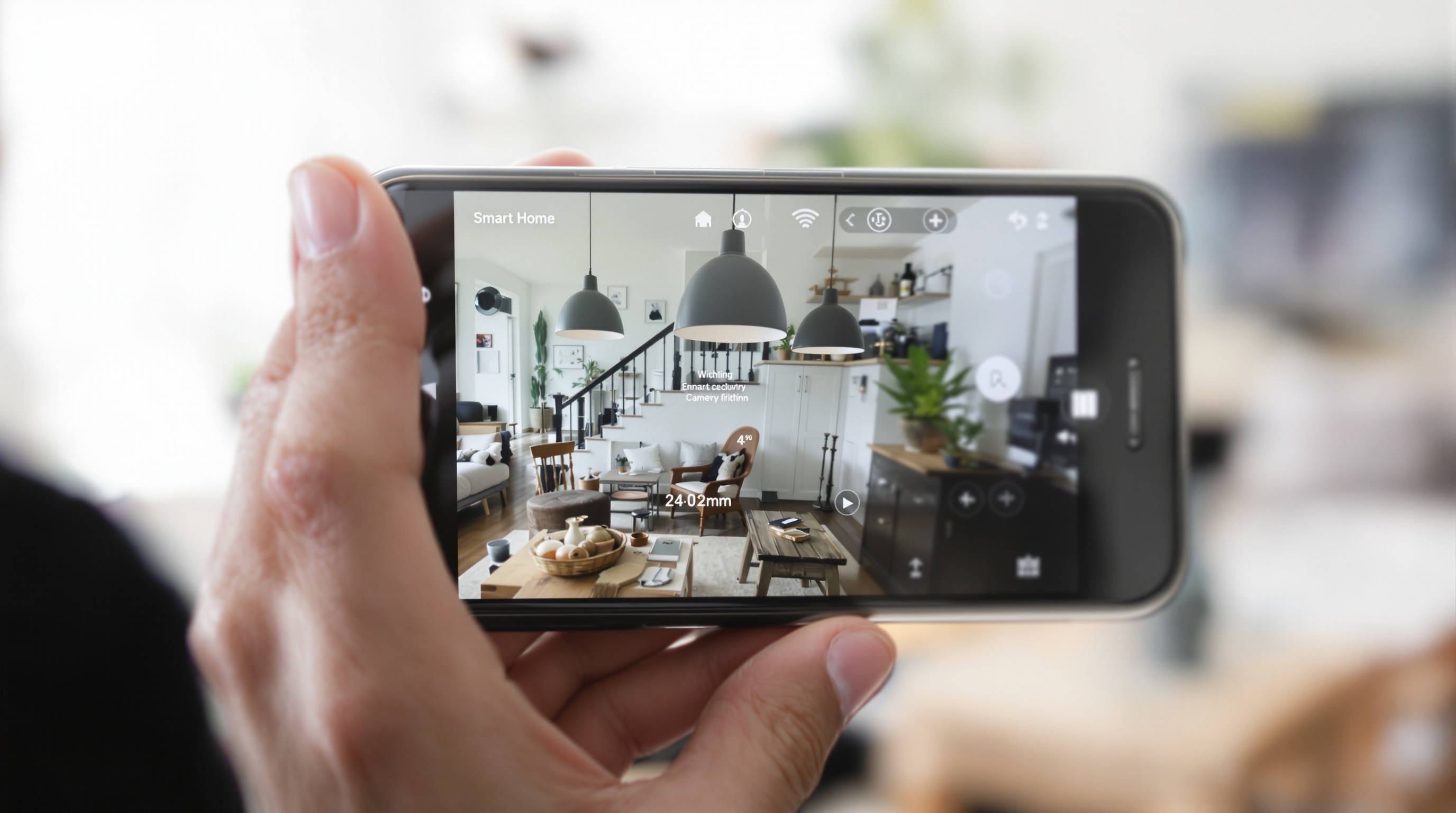 Aplicativo Android de controle de automação residencial em smartphone, monitorando segurança e climatização