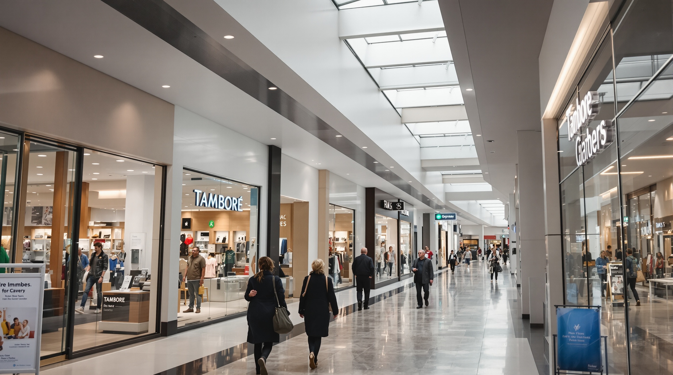 Interior do Shopping Tamboré com lojas e circulação de clientes