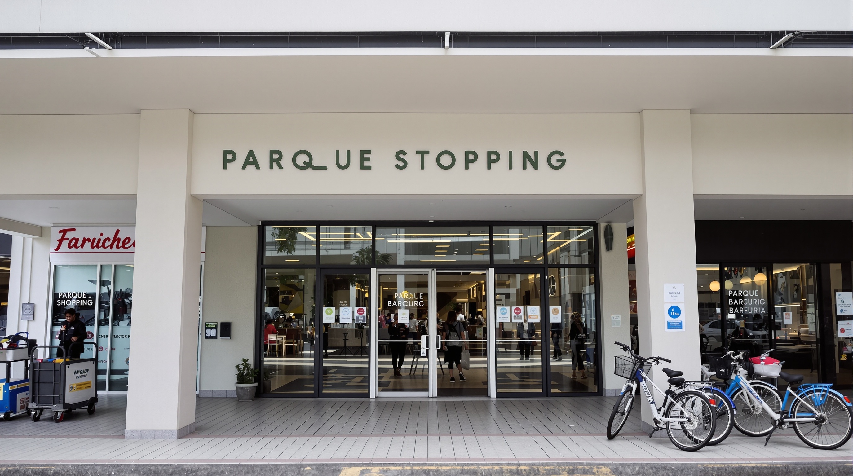 Entrada do Parque Shopping Barueri com sinalização e acesso ao Cinépolis