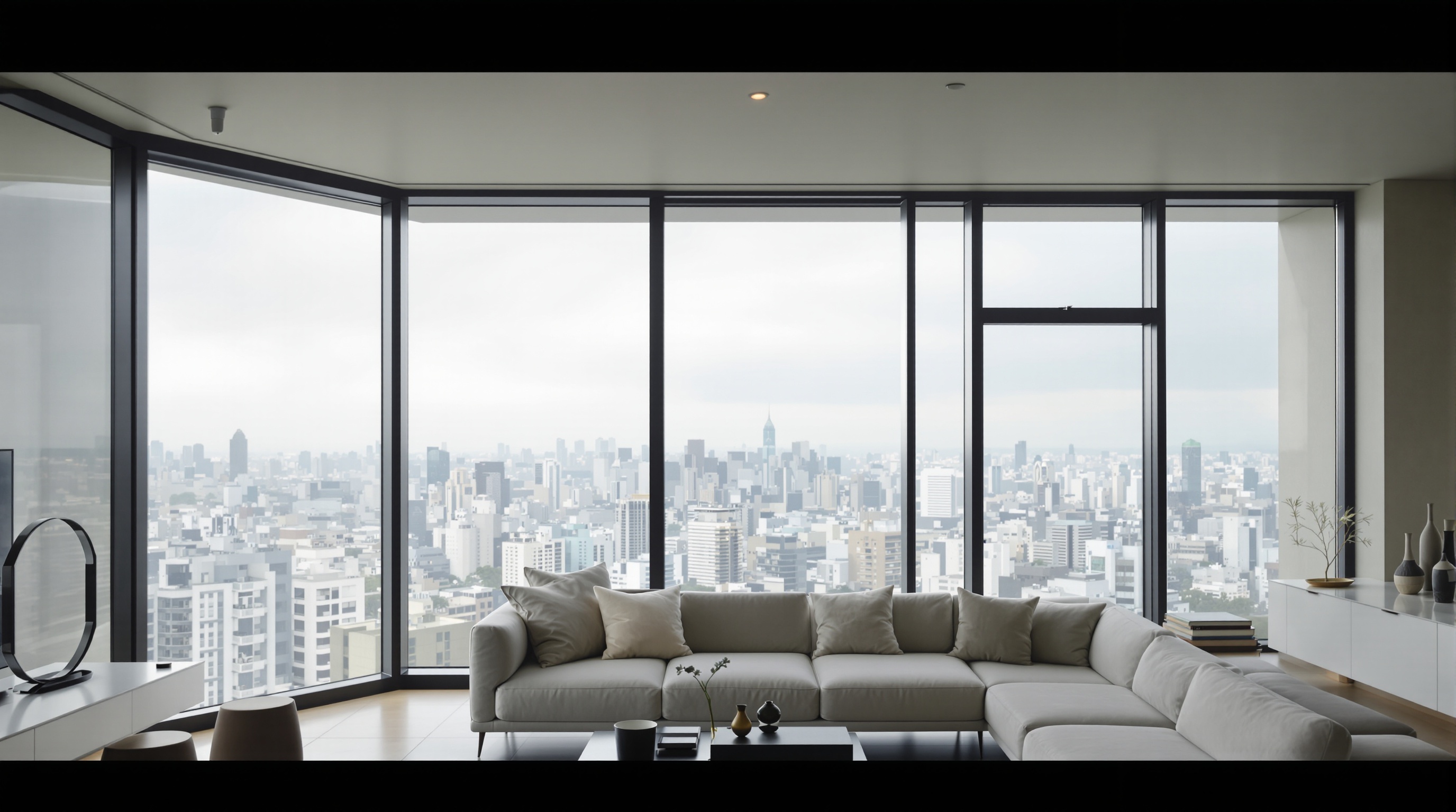 Interior sofisticado com acabamento de qualidade e mobília premium em apartamento de luxo