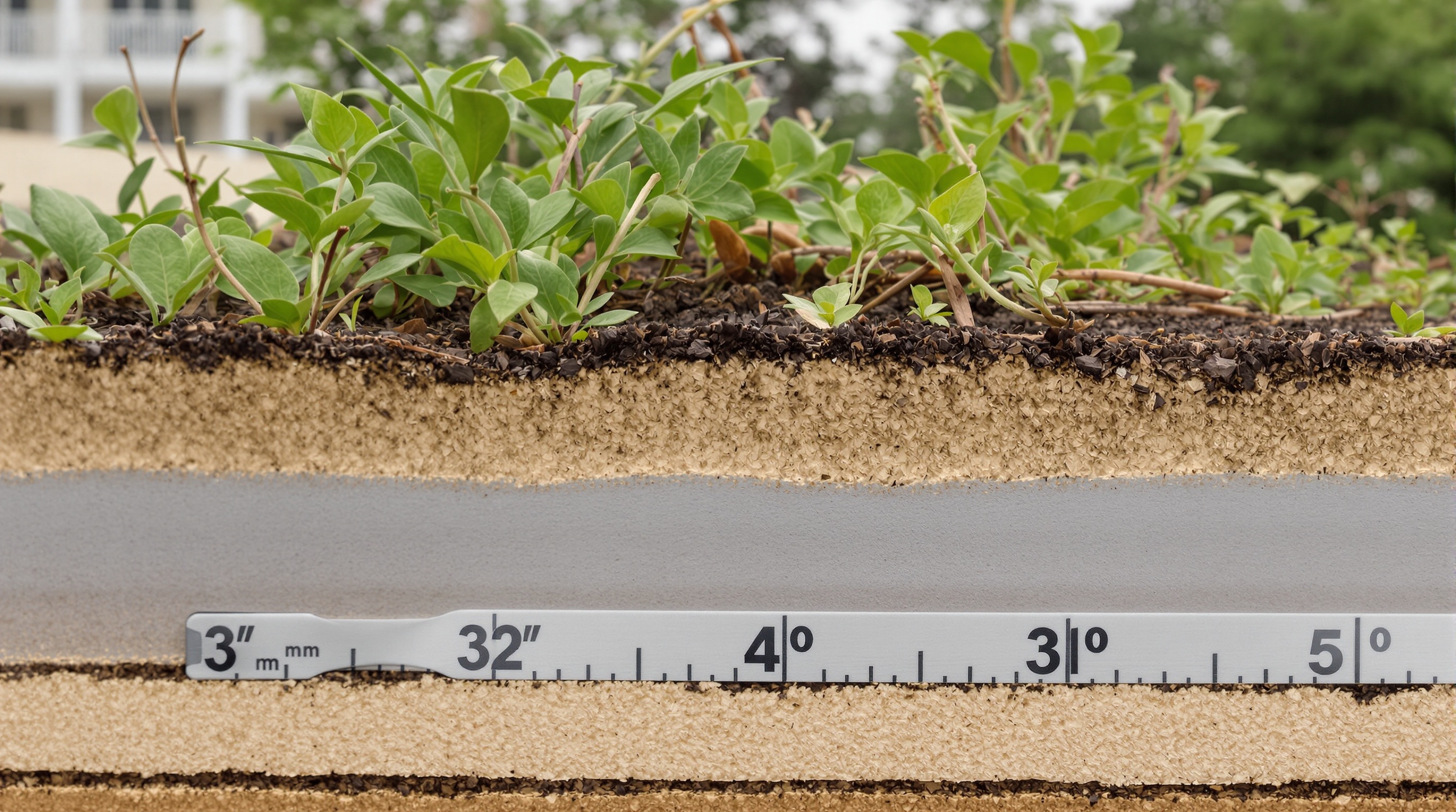 Camadas de substrato e vegetação nativa em telhado verde de imóvel de luxo